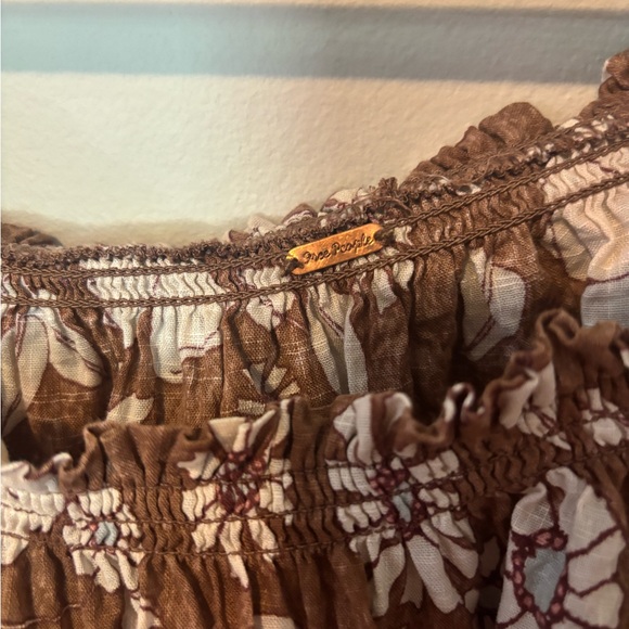 Free People Miss Daisy Printed Top 100% Cotton Ruffle Trim Vintage Combo Small - Picture 5 of 6